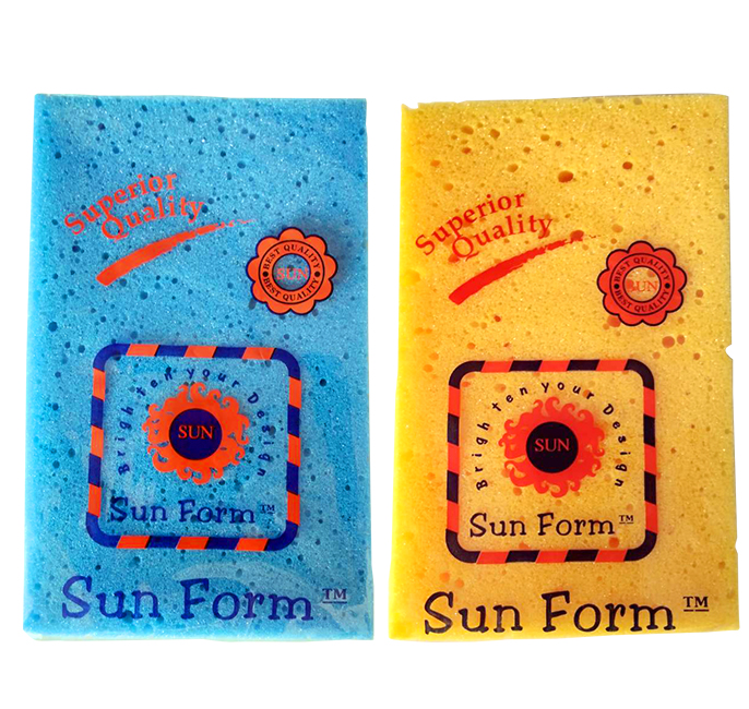 ฟองน้ำล้างรถรูพรุน เกรด A 5"*8" (SUN) (มีสีฟ้า กับสีเหลือง)